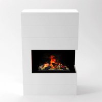 Glow Fire Tucholsky Elektrokamin Rechte Ecke Weiß Opti-Myst Cassette 600 mit Holzdekoration von GLOW FIRE