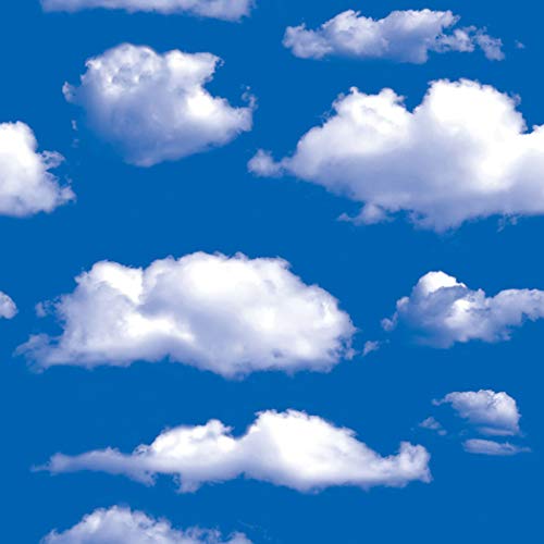 GLOW4U Vinyl-Tapete mit blauem Himmel und Wolken, selbstklebend, abnehmbar, Wandkunst, 45 cm x 3 m von GLOW4U