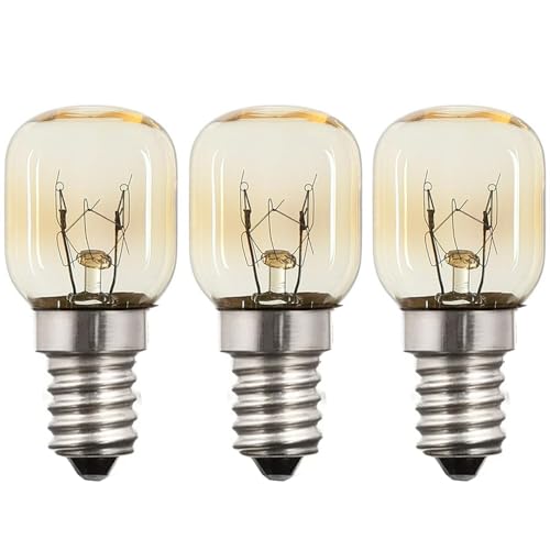 GLOWANTS 3 x Backofenlampe E14 15W 300 Grad Dimmbar 2700K Warmweiße, Backofen Glühbirne 240V T25 Bis 300°C HitzebeständigeS Backofenlampe für Ofen, Salzkristalllampe, Mikrowelle, Lavalampe. von GLOWANTS