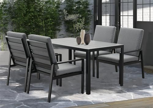 GLP Gartenlounge-Set Garten-Essgruppe, (Gartenmöbel Set, 5-TLG., 4 Sessel, 1 Esstisch, inkl. Auflagen, Aluminium), Wetterfest Gartenlounge Set, 9400-P1+P2 von GLP