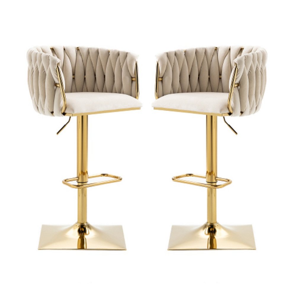 GLP Barhocker Luxus Samt 2er Set Designer Barstühle (2 St), mit Rückenlehne und Fußstütze, 360° drehbar, höhenverstellbar von GLP