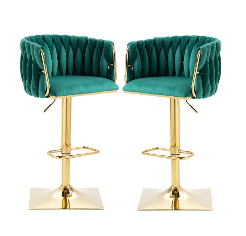 GLP Barhocker Luxus Samt 2er Set Designer Barstühle (2 St), mit Rückenlehne und Fußstütze, 360° drehbar, höhenverstellbar von GLP