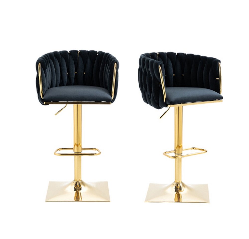 GLP Barhocker Luxus Samt 2er Set Designer Barstühle (2 St), mit Rückenlehne und Fußstütze, 360° drehbar, höhenverstellbar von GLP