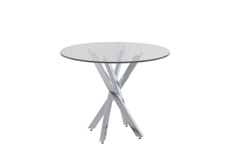 GLP Esstisch (Einzeltisch, Einzeltisch, ohne Stühle), Runder Glastisch mit silbernen Metallbeinen, modern und elegant von GLP
