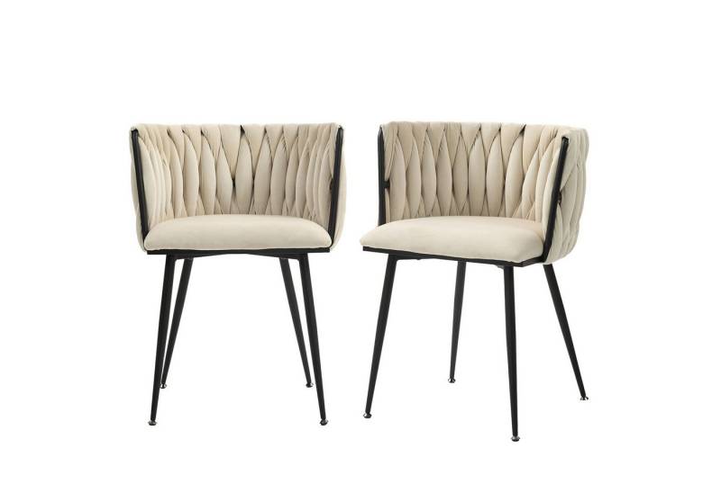 GLP Esszimmerstuhl Modernes luxuriöses Samt-Esszimmerstuhl-Set mit Schwarz Metallbeinen, (2er-Set) von GLP