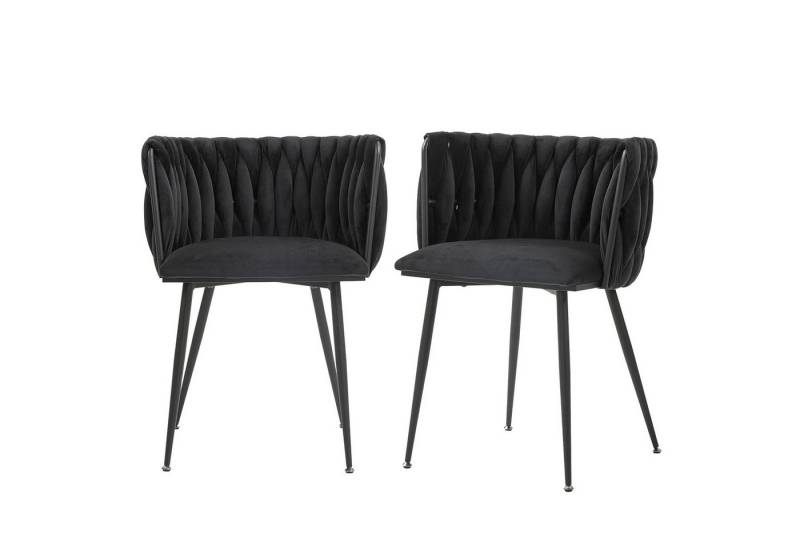 GLP Esszimmerstuhl Modernes luxuriöses Samt-Esszimmerstuhl-Set mit Schwarz Metallbeinen, (2er-Set) von GLP