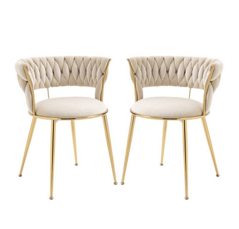 GLP Esszimmerstuhl Samt Küchenstuhl Wohnzimmerstuhl Loungesessel (Sessel 2er Set, 2 St), Polsterstuhl mit Armlehnen, bis 150 kg belastbar, für Esszimmer, Küche von GLP