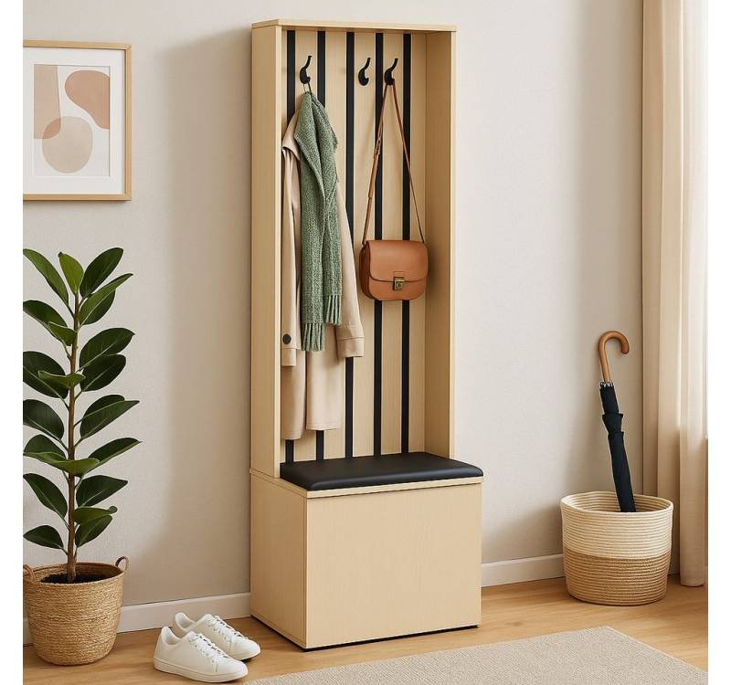 GLP Garderobenständer, (Einzelmöbel, Einzeln erhältlich), Mit Sitzbank und Stauraum – ideal für Flur und Eingangsbereich von GLP