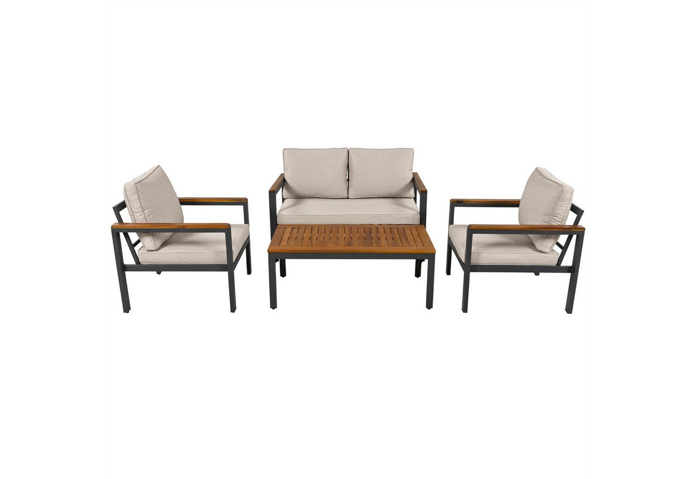 GLP Gartenlounge-Set Gartenmöbel-Set mit Rahmen aus verzinktem Stahl, (4-teiliges Esstisch-Set, 1x 2-Sitzer-Sofa, 2x Einzelstühle, 1x Tisch) von GLP