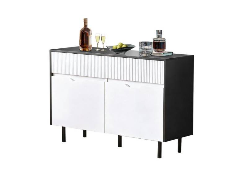 GLP Sideboard Küchenschrank mit Arbeitsplatte und Stauraum, Buffetschrank Weiß (Modernes Sideboard für Wohnzimmer Esszimmer Küche) von GLP