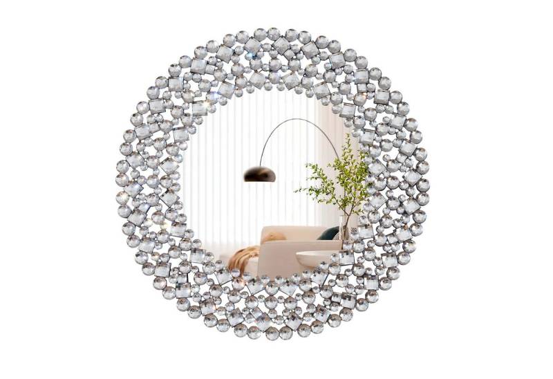 GLP Wandspiegel Runder Luxus Wandspiegel Ø 86 cm mit funkelnder Kristallverzierung (1-St), moderner Dekospiegel für Wohnzimmer, Flur & Schlafzimmer von GLP