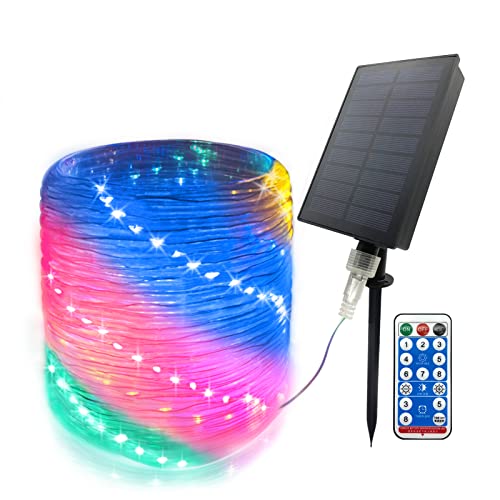 GLPE Solar Lichtschlauch Außen, 20M 200 LED Lichterkette Aussen mit Fernbedienung,8 Modi Solar Lichterschlauch Outdoor Wetterfest für Garten,Weihnachten,Trampolin,Schwimmbad von GLPE