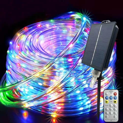 GLPE Solar Lichterkette Aussen, 20M 200 LED Lichtschlauch Außen mit Fernbedienung,8 Modi Solar Lichterschlauch Outdoor Wetterfest für Garten,Weihnachten,Trampolin,Schwimmbad von GLPE
