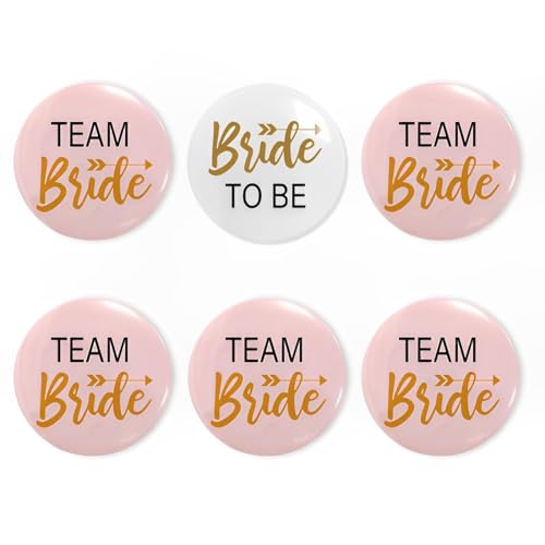 GLPRKOW 6 Stücke Team Bride JGA Buttons JGA Accessoires Frauen Buttons anstecker Junggesellinnenabschied Accessoires und Hochzeitsfeier Party Polterabend von GLPRKOW