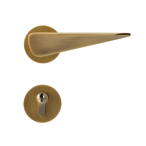 Messing-Haushalts-mechanisches Türschloss, einfaches Schlafzimmer-Magnet-Split-Schloss, Messing-Innentürgriff(Brushed bronze) von GLRXROBKS