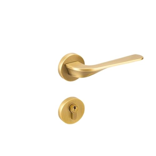 Messing Schlafzimmer Türschloss Innen geräuschloses Türschloss goldenes französisches Retro magnetisches Zimmertürschloss Türgriff(Brass,Silent model) von GLRXROBKS