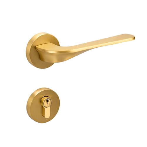 Messing Schlafzimmer Türschloss Innen geräuschloses Türschloss goldenes französisches Retro magnetisches Zimmertürschloss Türgriff(Gold,Silent model) von GLRXROBKS