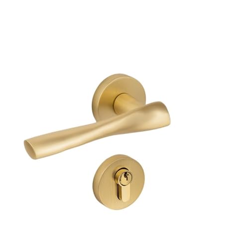 Türschloss geteilter Türgriff Innenschlafzimmertürschloss magnetisches geräuschloses Holztürschloss(Brushed gold,Magnetic suction) von GLRXROBKS