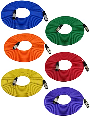 GLS Audio XLR Kabel (7,5m Länge) - 6er Pack Patchkabel Steckverbinder 3-polig - Stecker auf Buchse - Mikrofon Kabel, Audio Kabel (Bunt) von GLS Audio