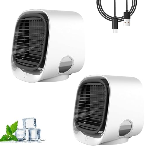Aira Breeze Luftkühler Tragbar, Aira Breeze Mini Klimaanlage, Airbreeze Air Cooler mit LED-Nachtlicht, Luftbefeuchter und Duftspender, Tragbare Klimaanlage Kühlventilator Leise (2PC-A) von GLSAYZU