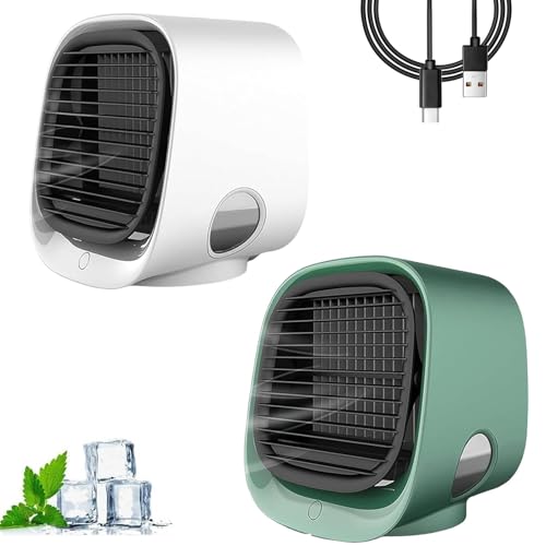 Aira Breeze Luftkühler Tragbar, Aira Breeze Mini Klimaanlage, Airbreeze Air Cooler mit LED-Nachtlicht, Luftbefeuchter und Duftspender, Tragbare Klimaanlage Kühlventilator Leise (2PC-B) von GLSAYZU