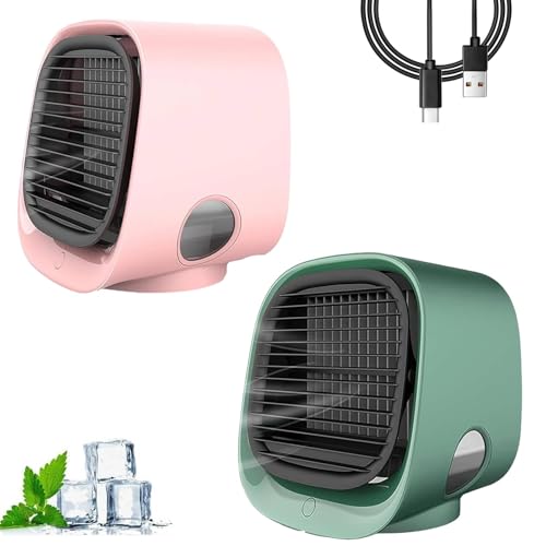 Aira Breeze Luftkühler Tragbar, Aira Breeze Mini Klimaanlage, Airbreeze Air Cooler mit LED-Nachtlicht, Luftbefeuchter und Duftspender, Tragbare Klimaanlage Kühlventilator Leise (2PC-D) von GLSAYZU