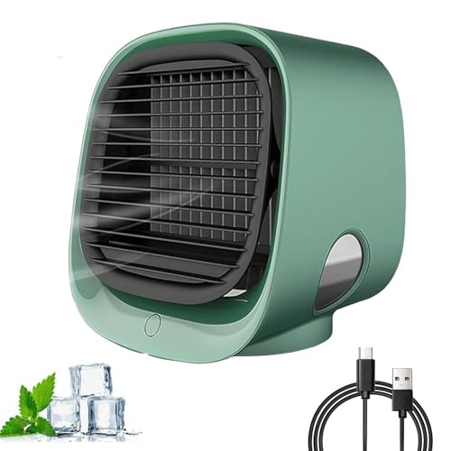 Aira Breeze Luftkühler Tragbar, Aira Breeze Mini Klimaanlage, Airbreeze Air Cooler mit LED-Nachtlicht, Luftbefeuchter und Duftspender, Tragbare Klimaanlage Kühlventilator Leise (Green) von GLSAYZU