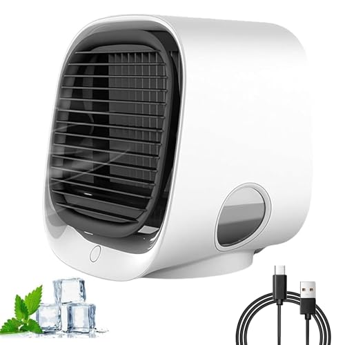 Aira Breeze Luftkühler Tragbar, Air Breeze Mini Klimaanlage, Airbreeze Air Cooler mit LED-Nachtlicht, Luftbefeuchter und Duftspender, Tragbare Klimaanlage Kühlventilator Leise (White) von GLSAYZU