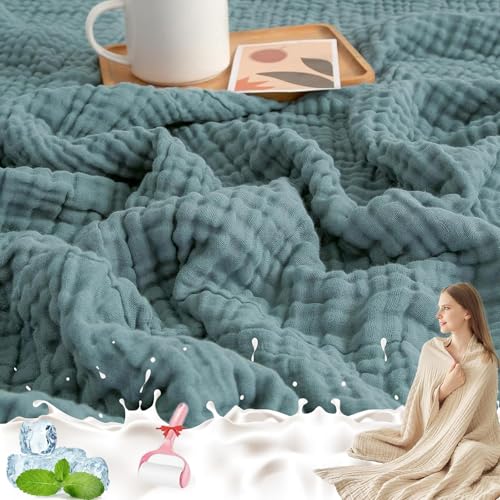 GLSAYZU Montivo Musselin Decke, Sommer Sanfte Musselin Decke, 100% MusselinBaumwolle, Leicht Atmungsaktiv Sanfte Kühldecken Zum Schlafen Erwachsene (A, 130 * 150cm) von GLSAYZU