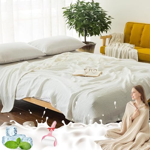 GLSAYZU Montivo Musselin Decke, Sommer Sanfte Musselin Decke, 100% MusselinBaumwolle, Leicht Atmungsaktiv Sanfte Kühldecken Zum Schlafen Erwachsene (C, 150 * 200cm) von GLSAYZU