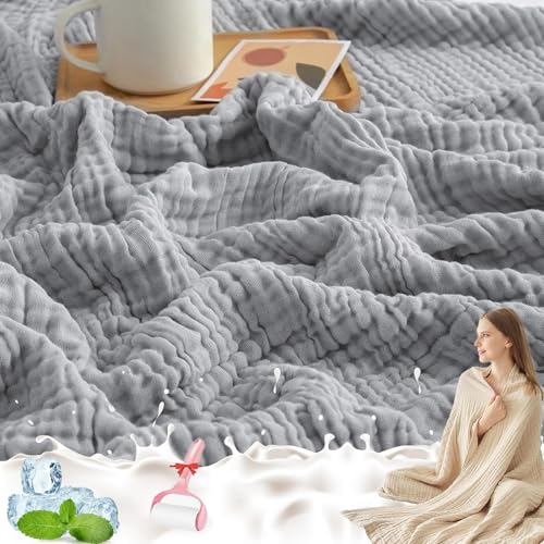 GLSAYZU Montivo Musselin Decke, Sommer Sanfte Musselin Decke, 100% MusselinBaumwolle, Leicht Atmungsaktiv Sanfte Kühldecken Zum Schlafen Erwachsene (D, 130 * 150cm) von GLSAYZU