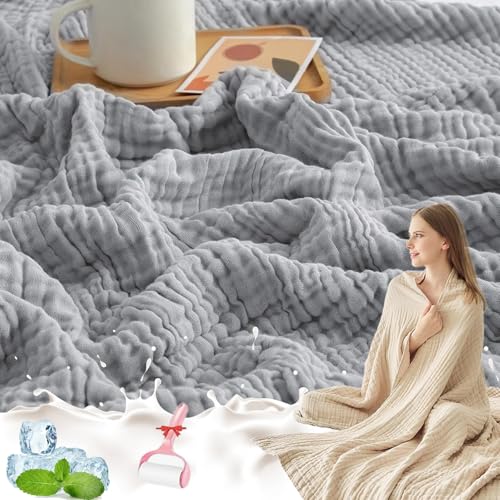 GLSAYZU Montivo Musselin Decke, Sommer Sanfte Musselin Decke, 100% MusselinBaumwolle, Leicht Atmungsaktiv Sanfte Kühldecken Zum Schlafen Erwachsene (D, 150 * 200cm) von GLSAYZU