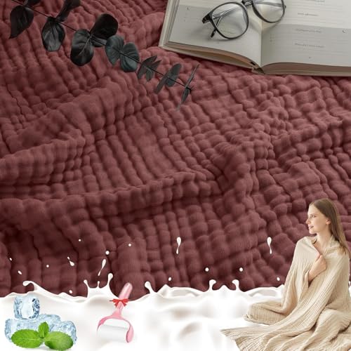 GLSAYZU Montivo Musselin Decke, Sommer Sanfte Musselin Decke, 100% MusselinBaumwolle, Leicht Atmungsaktiv Sanfte Kühldecken Zum Schlafen Erwachsene (F, 150 * 200cm) von GLSAYZU