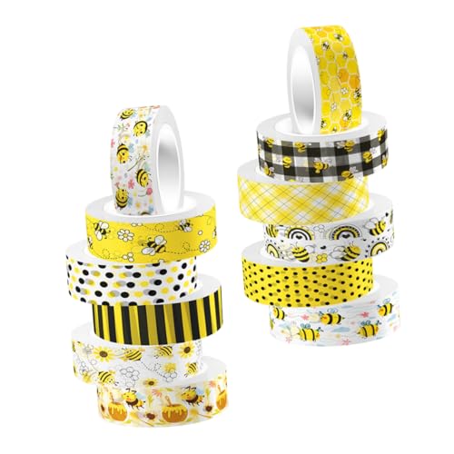 GLSTOY 12rollen Washi Tape Set Mit Bienenmuster Dekorative Klebebänder Für Diy-projekte Scrapbooking Und Planer Hochwertige Selbstklebende Papierbänder Für Kreative Bastelarbeiten von GLSTOY