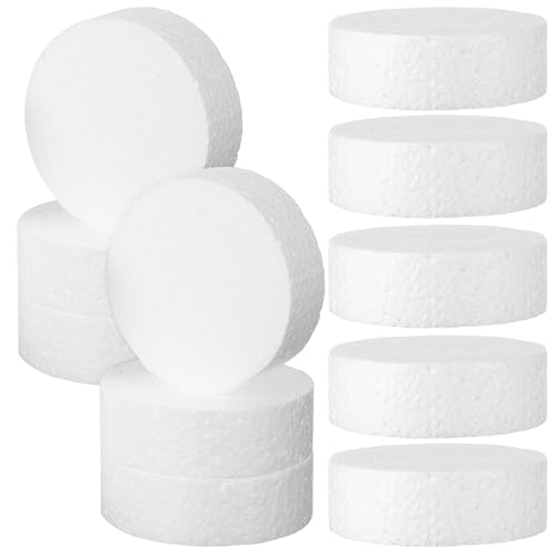 GLSTOY 18 Stück Schaumstoff-Kreise zum Basteln runde Schaumstoffscheibe aus Polystyrol für Kunst- und Bastelbedarf, DIY-Projekte, Skulpturen, Modellierung, Kuchen und Dekorationen von GLSTOY