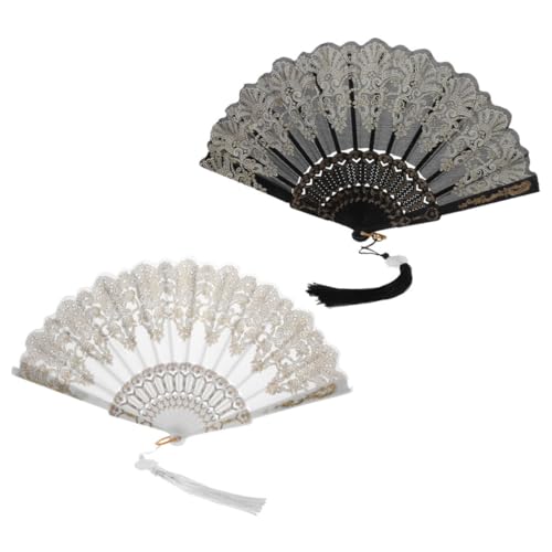 GLSTOY 2 Stück Faltbarer Handfächer Goldbesticktem Vintage-design Leichtes Pp-metall-material als Brautfächer für Hochzeit Party Tanz und Sommerliche Kühlung GLSTOY 2 Stück Faltbarer Handfächer Goldbesticktem Vintage-design Leichtes Pp-metall-material als Brautfächer für Hochzeit Party Tanz und Sommerliche Kühlung von GLSTOY