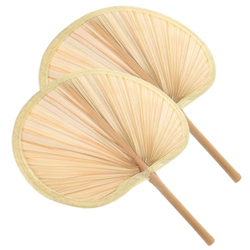 GLSTOY 2 Stück Handgewebter Handfächer aus Naturmaterial Sommerlich Leichter Fächer für Erwachsene Geeignet zur Kühlung Partys Strand Hochzeiten Wanddekoration von GLSTOY