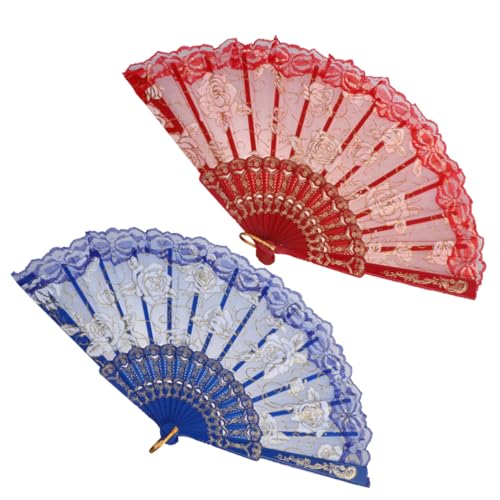 GLSTOY 2 Stück Lace Folding Fan Faltbare Spitzenfächer in Rot und Blau Kleines Geschenk für Damen Dekorativer Langlebiger Handfächer für Tanz Hochzeit und Fotorequisiten GLSTOY 2 Stück Lace Folding Fan Faltbare Spitzenfächer in Rot und Blau Kleines Geschenk für Damen Dekorativer Langlebiger Handfächer für Tanz Hochzeit und Fotorequisiten von GLSTOY