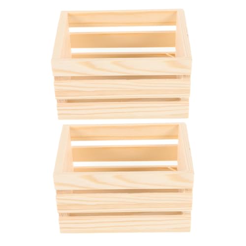 GLSTOY 2 Stück Miniatur Holz Körbchen Kleine Aufbewahrungsboxen für Puppenhaus Vielseitige Miniatur Holzkisten für Lebensmittel und Getränke Deko Stabile Puppenhaus Zubehör Körbe aus Holz von GLSTOY