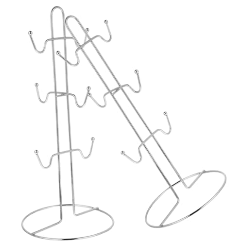 GLSTOY 2 Stück Stabiles Mug Tree Becherhalter Organizer Tassenständer für Kaffee Teetassen Küchenregal Platzsparend Robust Langlebig von GLSTOY