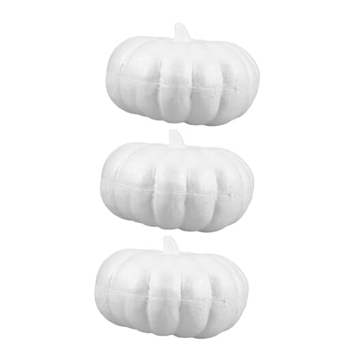 GLSTOY 3 Stück Kürbisse Zum Selberbemalen: 20 cm Weiße Kürbisse Bastelschaum – Halloween-Party-Dekorationen – Requisiten Für Die Herbsternte – -Ornament-zubehör von GLSTOY
