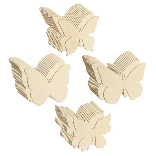 GLSTOY 48 Stück Teiliges Schmetterling Bastelholz Holzscheiben zum Bemalen Unvollendete Holzstücke für DIY Dekoration Handwerk Holzdeko Basteln Holzstücke Bemalen Craft von GLSTOY