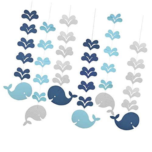GLSTOY 6 Stück Kindergarten Deckenhänger Teilig Wal Design Ozeanstil Klassenzimmer Dekoration für Grundschule Kindergarten Fenster Wand Hängeschmuck Blau Mix von GLSTOY