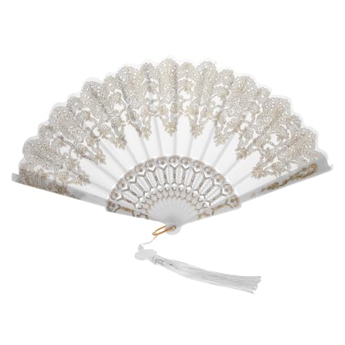 GLSTOY Eleganter Faltbarer Handventilator mit Besticktem Blumenmuster und Goldfarbenem Tassel Leichter Tragbarer Klappfächer für Tanz Hochzeit Sommerreise Geeignet für Frauen und GLSTOY Eleganter Faltbarer Handventilator mit Besticktem Blumenmuster und Goldfarbenem Tassel Leichter Tragbarer Klappfächer für Tanz Hochzeit Sommerreise Geeignet für Frauen und von GLSTOY