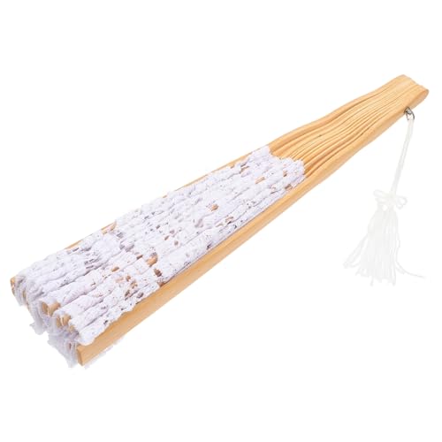 GLSTOY Eleganter Weißer Spitzen Faltfächer mit Floraler Stickerei Vintage Handfächer für Hochzeit Tanz und Raumdekoration Leichter Filigraner Braut und Party Accessoire von GLSTOY