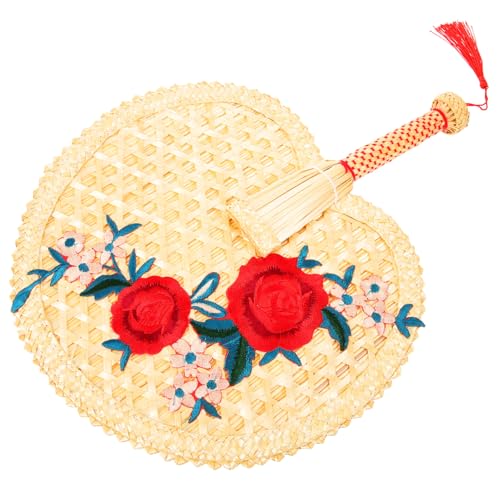 GLSTOY Handgefertigter Handfächer Großer Tragbarer Handgewebter Chinesischer Fächer für Sommer Partydekoration Hochzeit und Hausgebrauch Leichter Faltbarer Fächer für Erwachsene von GLSTOY