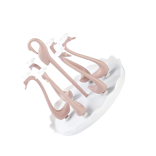 GLSTOY Kreatives Becherhalter Abtropfgestell mit Stangen Drehbarer Glas und Trockengestell für Wassergläser Flaschen Rosa Schwan Design für Küche und Zuhause von GLSTOY