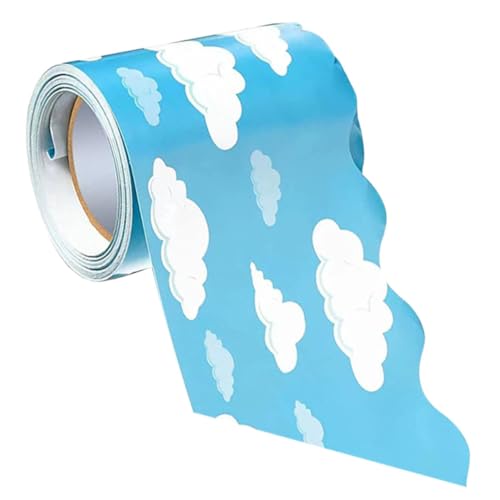 GLSTOY Pinnwand Rahmen mit Cartoon Wolkenmuster Selbstklebender Zuschneidbarer Rand für Schul Festtagsdekoration Langlebiges Bulletin Board Border Paper von GLSTOY