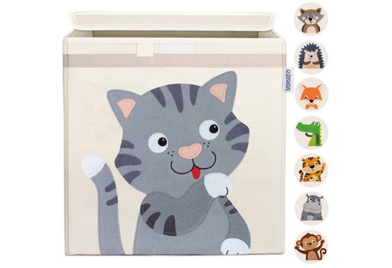 GLÜCKSWOLKE Aufbewahrungsbox Kinder - 15 Motive I Spielzeugkiste mit Deckel für Kinderzimmer (Größe 33x33x33), Boxen zur Aufbewahrung im Kallax Regal I Kiste für Spielzeug von GLÜCKSWOLKE