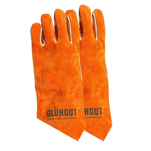 GLÜHGUT® BBQ-Handschuhe – Robuster Hitzeschutz aus Rind-Spaltleder von GLÜHGUT